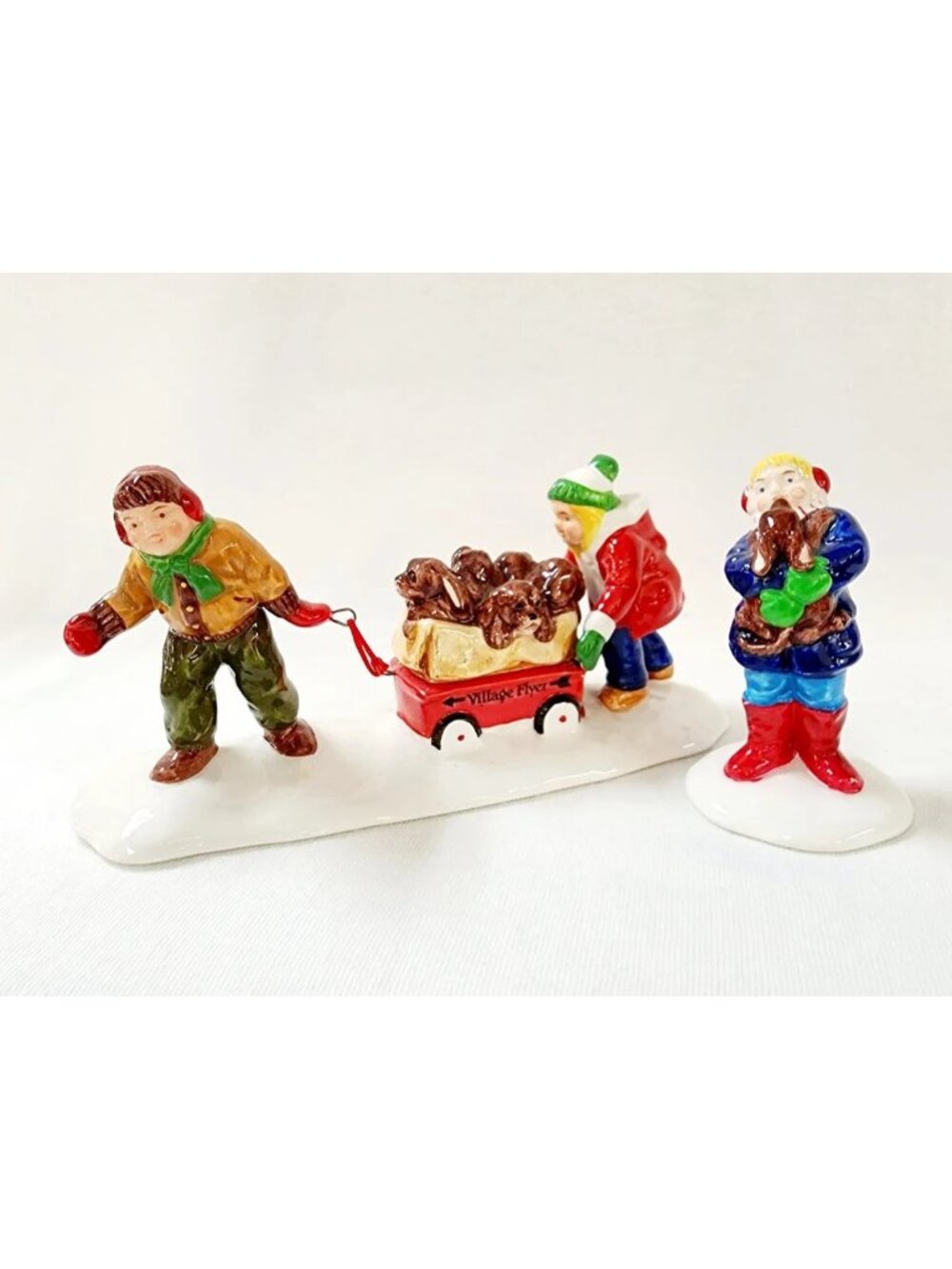 Dept 56 Original Snow Village Christmas Puppies 2-pc Set 5432-1 Vintage With Box
